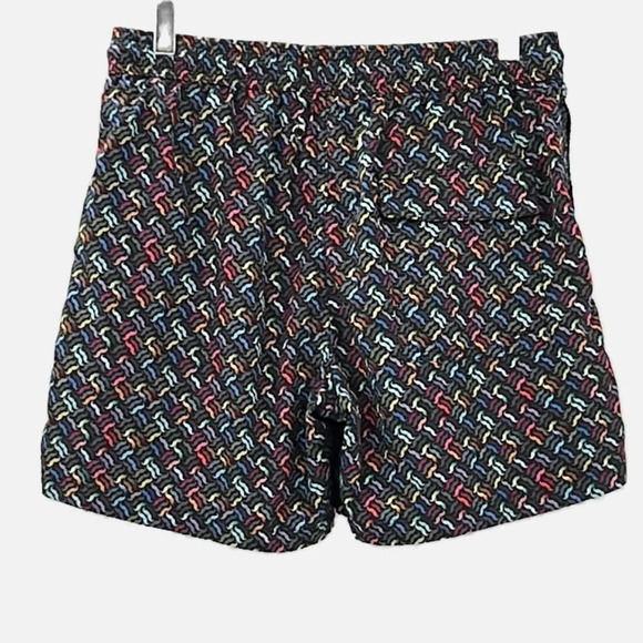 Jared Lang Swim Trunks Mustache Print Multi-Colored on Black - Size Medium - Picture 2 of 5